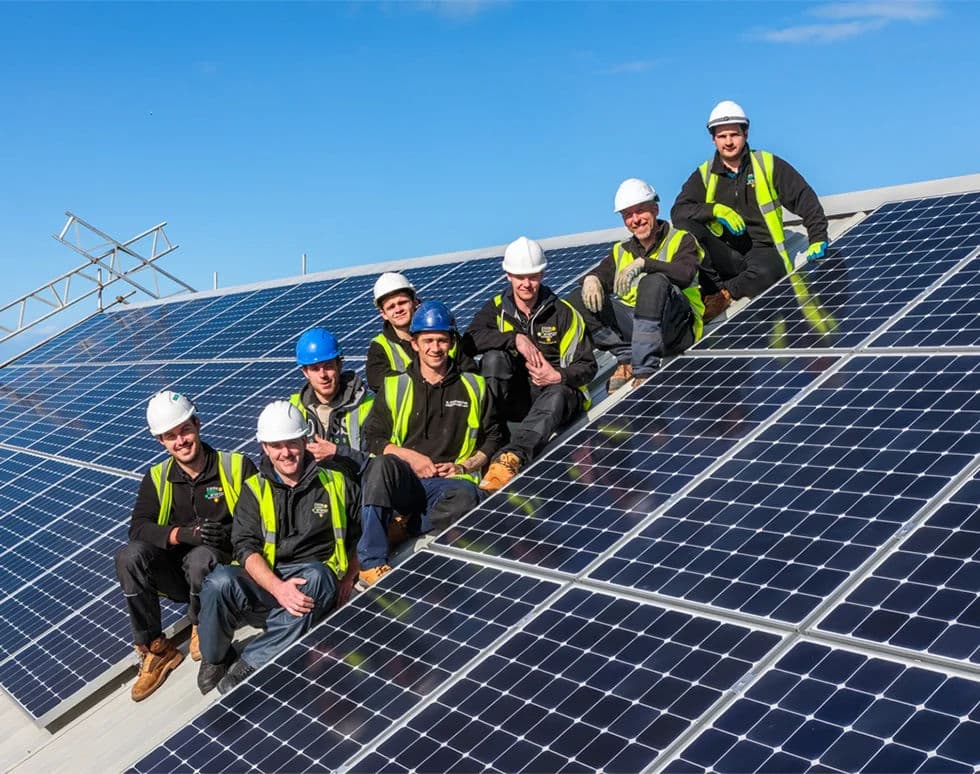 Brightway Energy solar installation team on rooftop panels