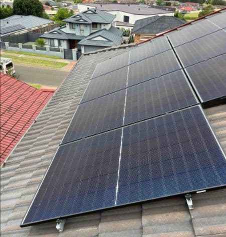 Close-up of solar panel maintenance
